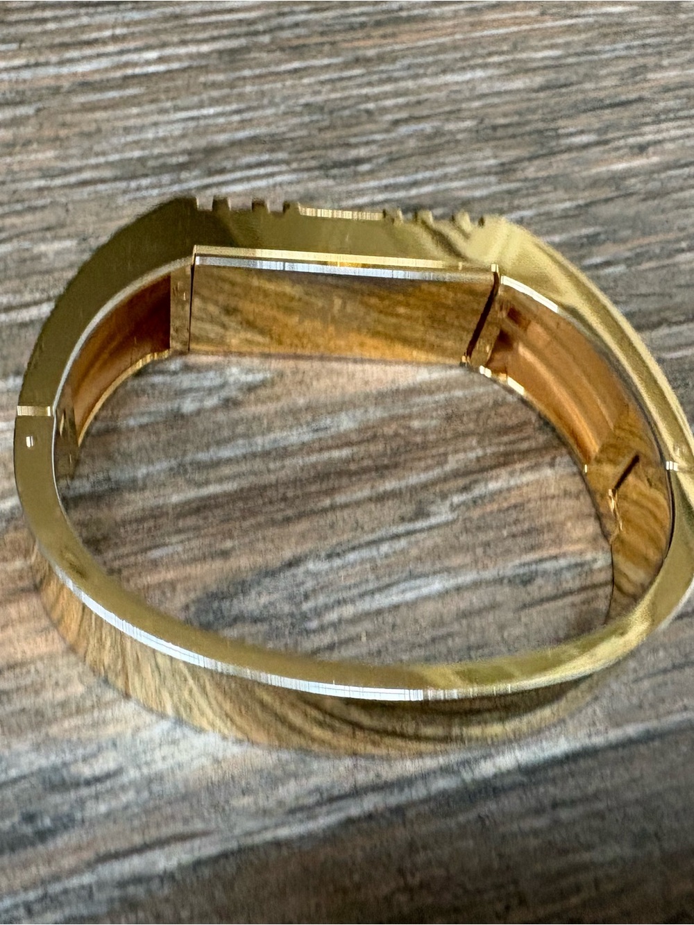 Tory Burch Gold Toned Hinged FitBit Bangle Bracelet - Picture 4 of 7